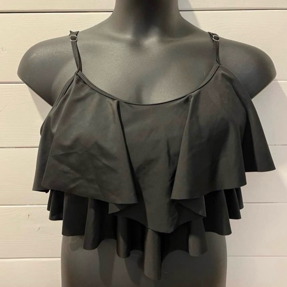 SHEIN Black Ruffle Tankini Top 2x